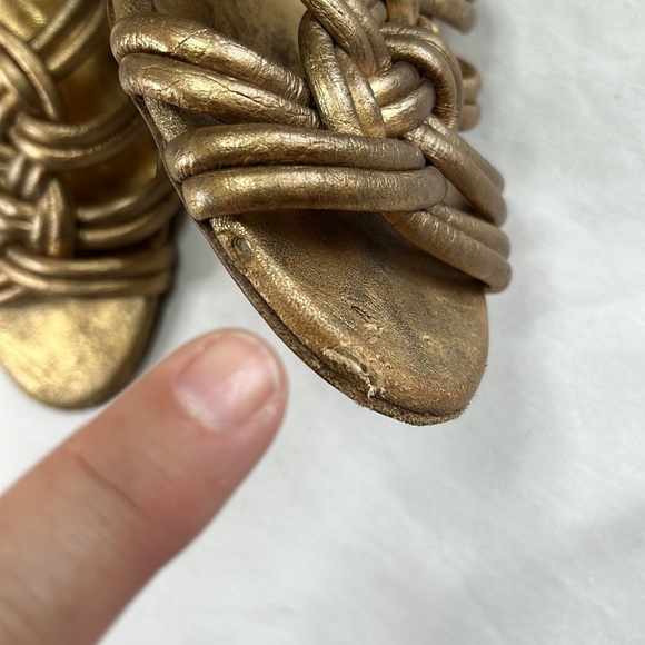 Tory Burch Constance gold braided T-strap high heels - Picture 10 of 15